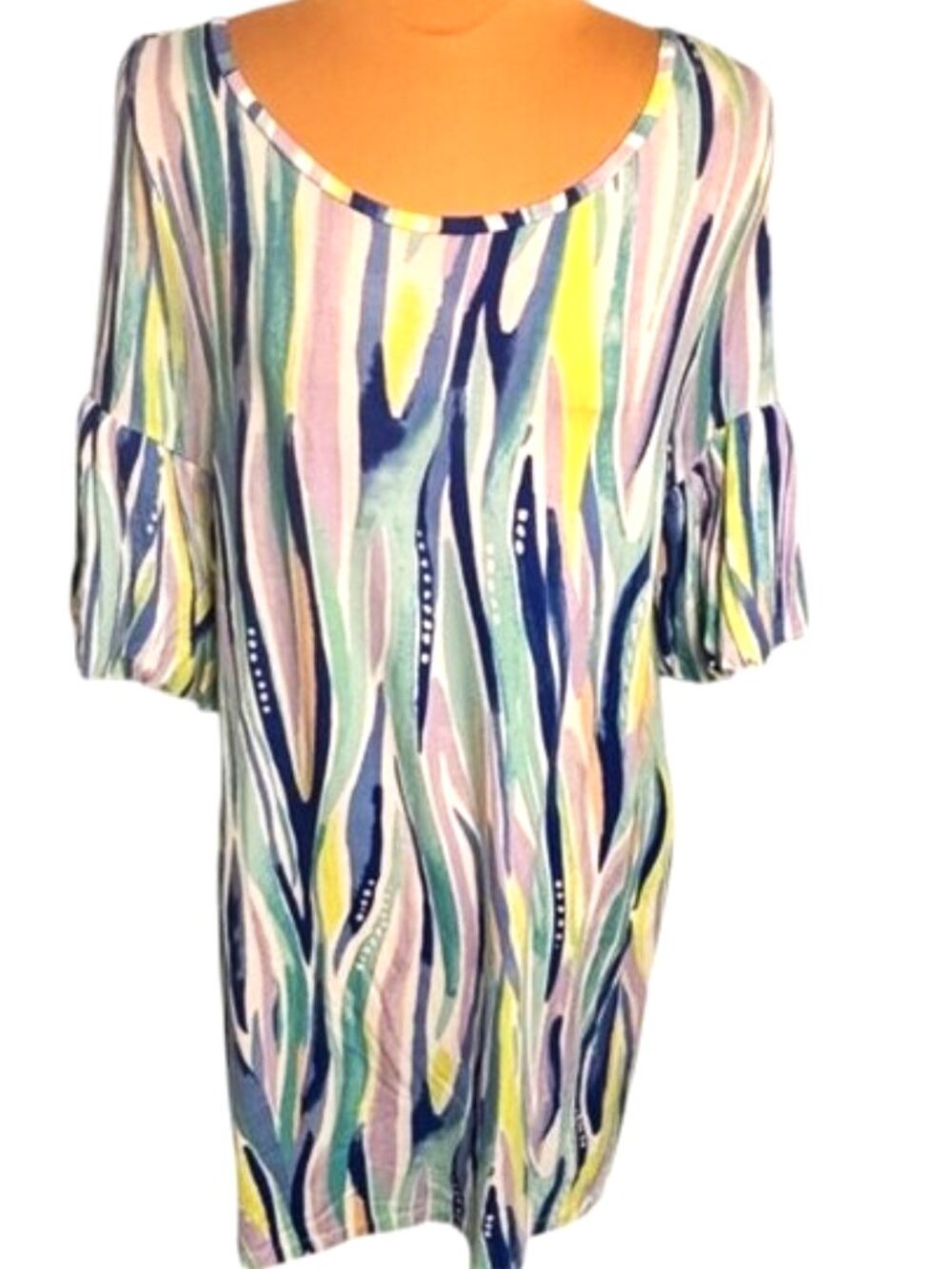 Lilly Pulitzer Lindell Dress Shore Perfection Print Blue Purple Yellow Size M